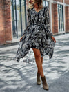 Floral V Neck Belted Wrap Dress