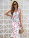 Floral Tiered Hem Sleeveless Midi Dress