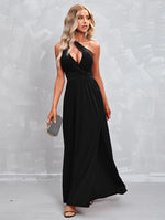 Velvet Key Hole Sleeve Maxi Dress