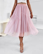 Split Fabric Tulle Skirt