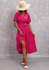 Flute Sleeve Wrap Midi Dress Sale