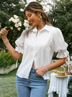 Lace Up Sleeve Blouse