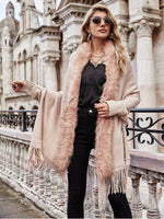 Faux fur fringe edge cape