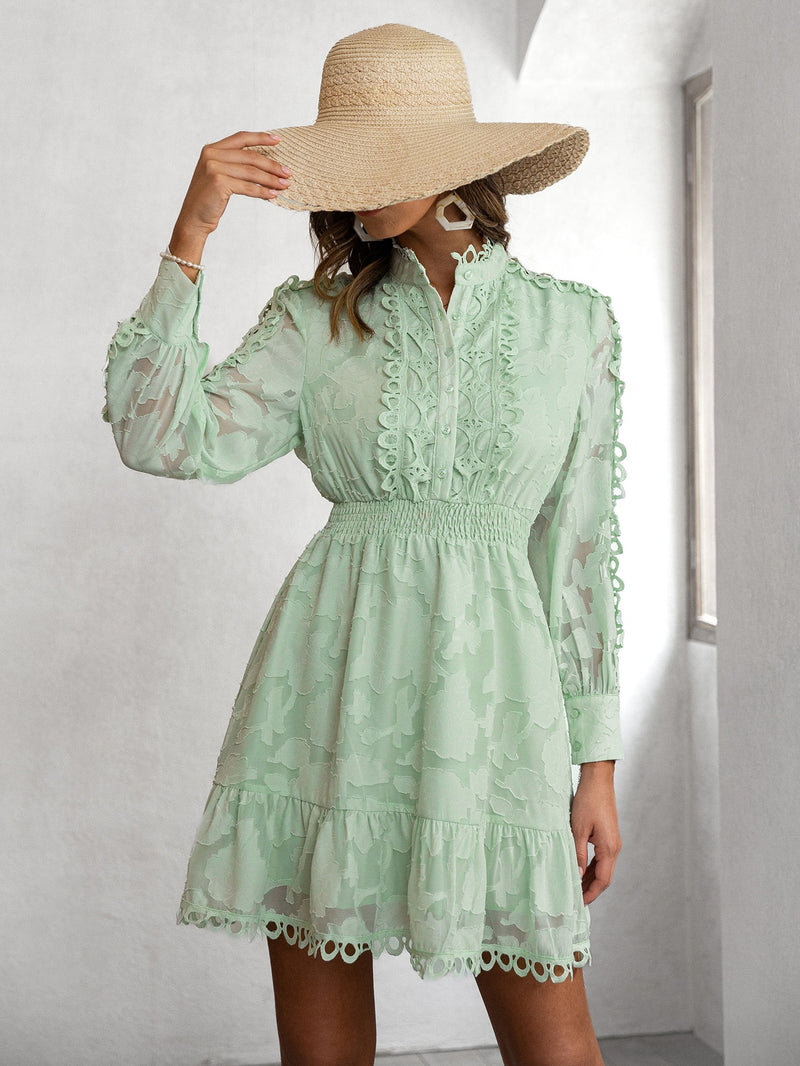 Embroidered Lace Sleeve Dress Sale