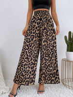 Wide Leg Leopard Print Trousers