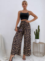 Wide Leg Leopard Print Trousers