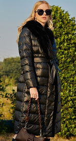 Faux Fur Down filled Quilted Hooded Coat