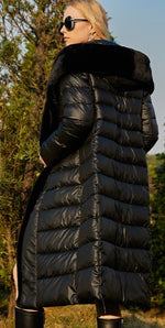 Faux Fur Down filled Quilted Hooded Coat