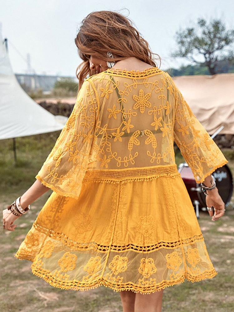 V Neck Lace Cover Up