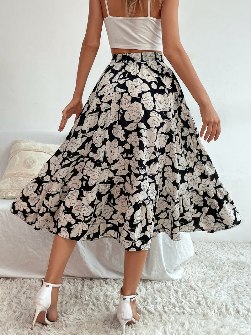 Elasticated Floral Print Skirt