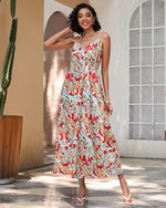 Printed V Neck Maxi Dress