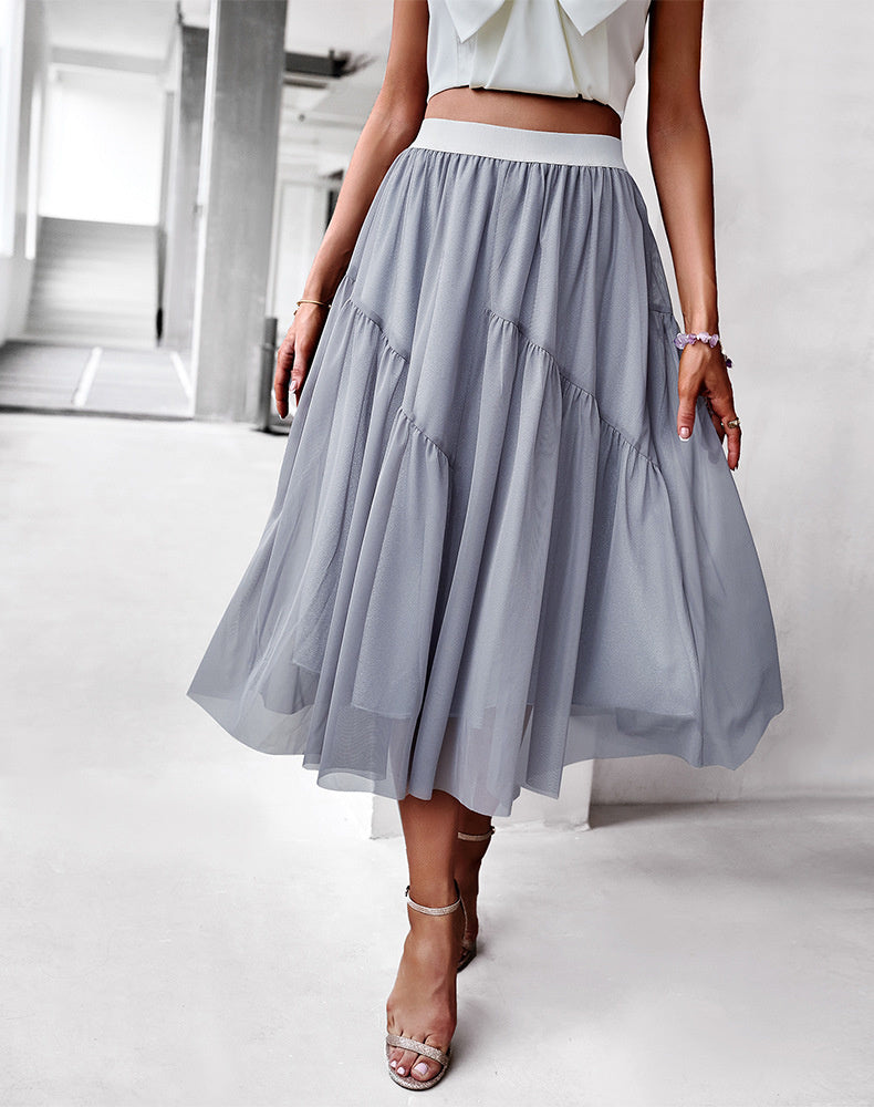 Split Fabric Tulle Skirt