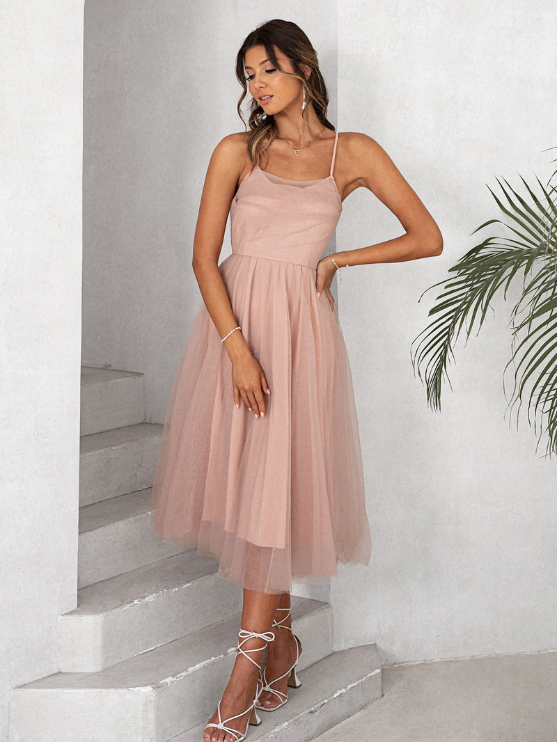 Tulle skater midi dress