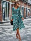 Floral V Neck Belted Wrap Dress