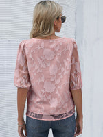 Sheer Embroidered Half Sleeve Top