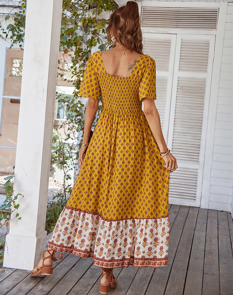 Square Neck Gypsy Maxi Dress