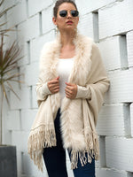 Faux fur fringe edge cape