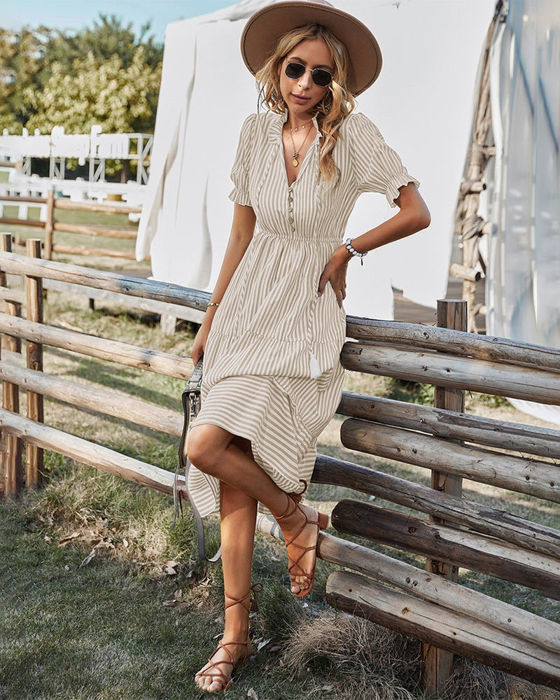 Striped Short Sleeve Dress