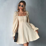 Puff Sleeve Square Neck Dress