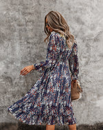 3/4 Sleeve Ruffle Floral Dress