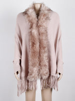 Faux fur fringe edge cape