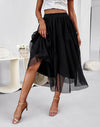 Split Fabric Tulle Skirt