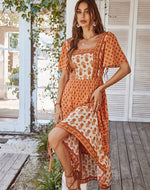 Square Neck Gypsy Maxi Dress