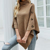 Side Button Roll Neck Poncho