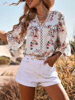 Embroidered Trim Floral Blouse