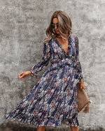 3/4 Sleeve Ruffle Floral Dress