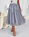 Split Fabric Tulle Skirt