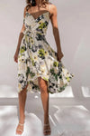 Satin Cross Over Floral Midi Dress