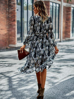 Floral V Neck Belted Wrap Dress