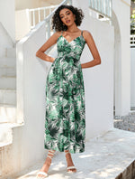 Printed V Neck Maxi Dress