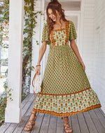 Square Neck Gypsy Maxi Dress