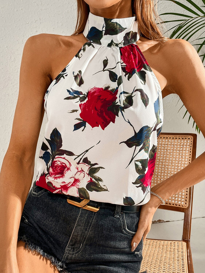 Halterneck Rose Top- Sale