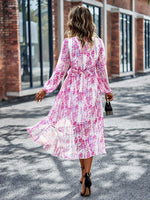 Floral V Neck Belted Wrap Dress