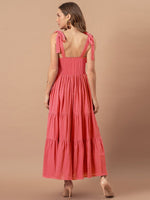 Tie Shoulder Tiered Boho Style Maxi Dress