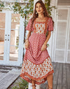 Square Neck Gypsy Maxi Dress