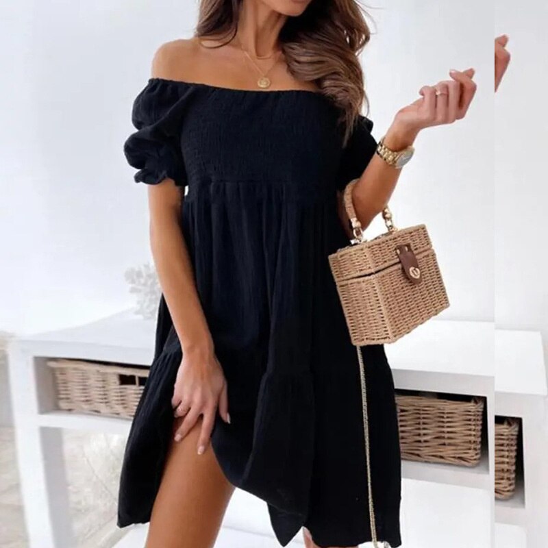 Cold Shoulder Smocked Mini Dress