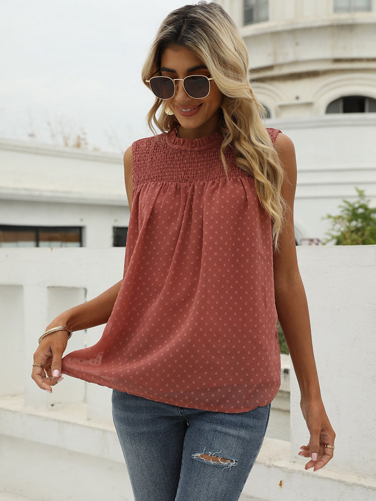 Sleeveless Dotted Blouse