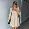 Puff Sleeve Square Neck Dress