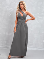 Velvet Key Hole Sleeve Maxi Dress