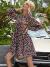 Short Floral Round Neck Dress