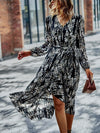 Floral V Neck Belted Wrap Dress