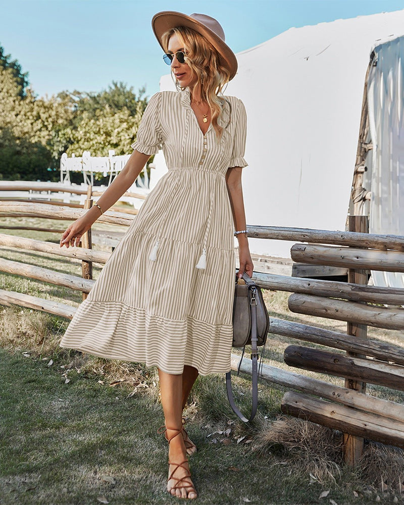 Striped Short Sleeve Dress