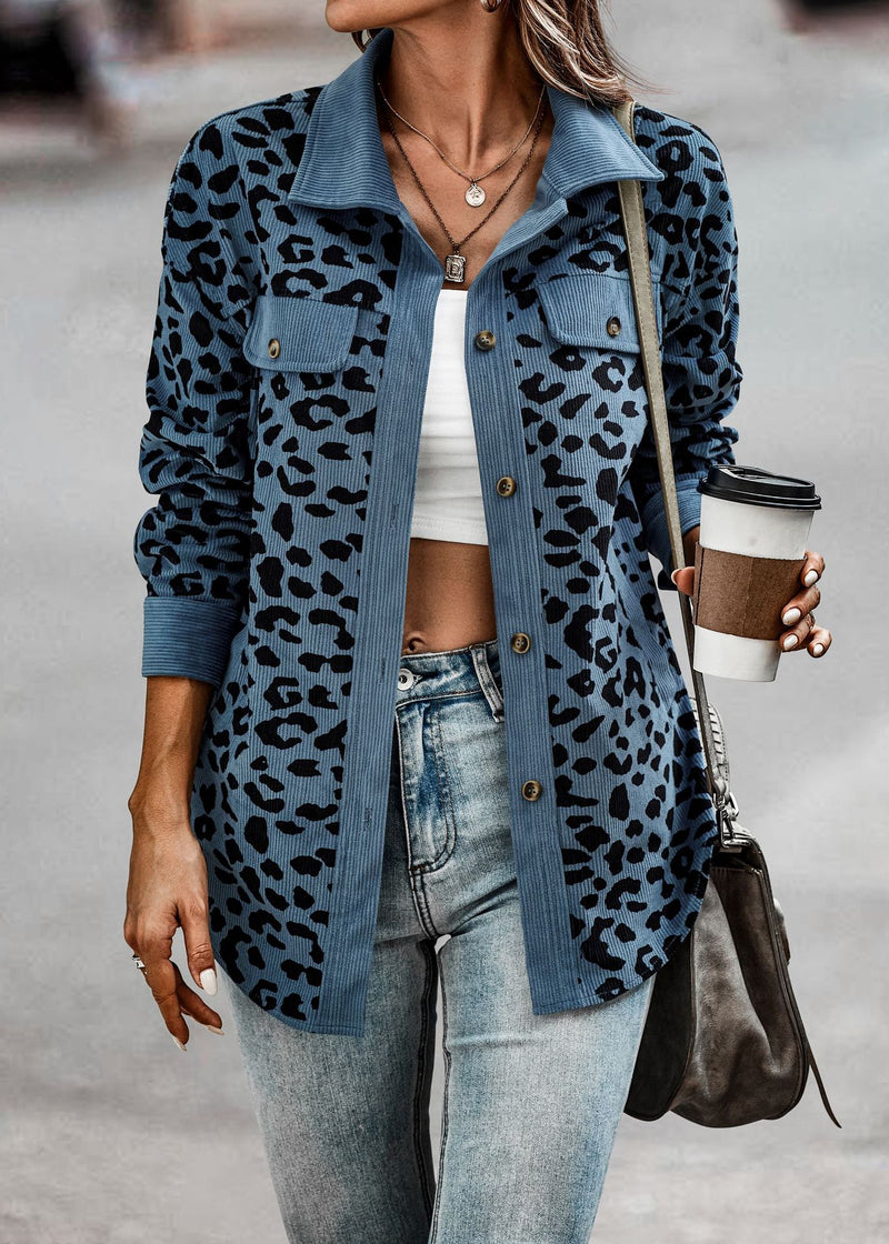 Leopard Print Corduroy Shacket