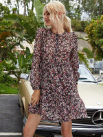 Short Floral Round Neck Dress