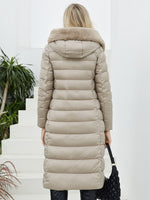 Faux Fur Down filled Quilted Hooded Coat