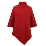 Side Button Roll Neck Poncho